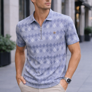 grey patterned polo t shirt (copy)
