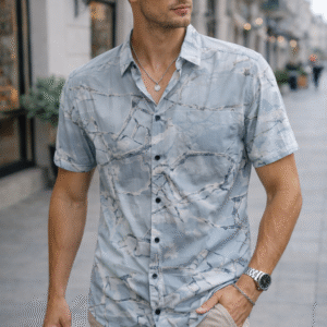 men’s abstract geometric printed casual shirt (front & back view) (copy)