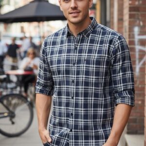 a soft sky blue shirt