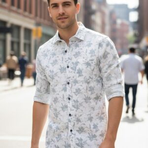 light blue and tan shirt