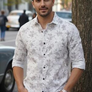 light ivory base floral printed shirt