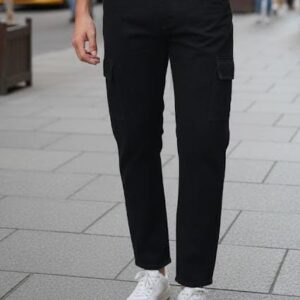 black color soft denim baggy jeans