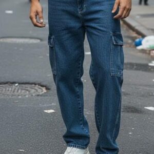 blue denim baggy fit jeans