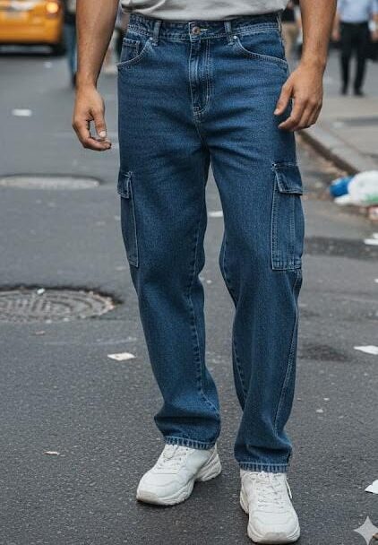 blue denim baggy fit jeans