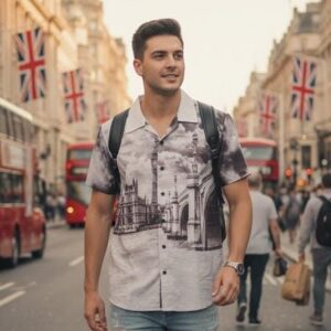 black printed half sleeve shirt