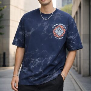 dark blue oversized drop shoulder t shirt