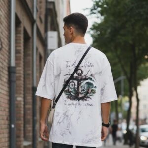 white colour oversized drop shoulder t shirt