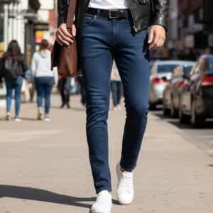 dark blue narrow fit jeans