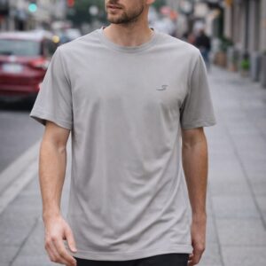 grey round neck sports t shirt