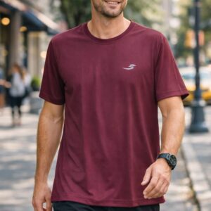 maroon round neck sports t shirt
