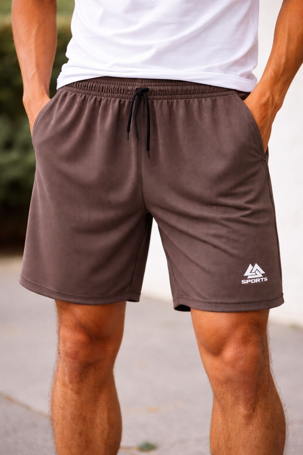 brown with fine stripes sport shorts