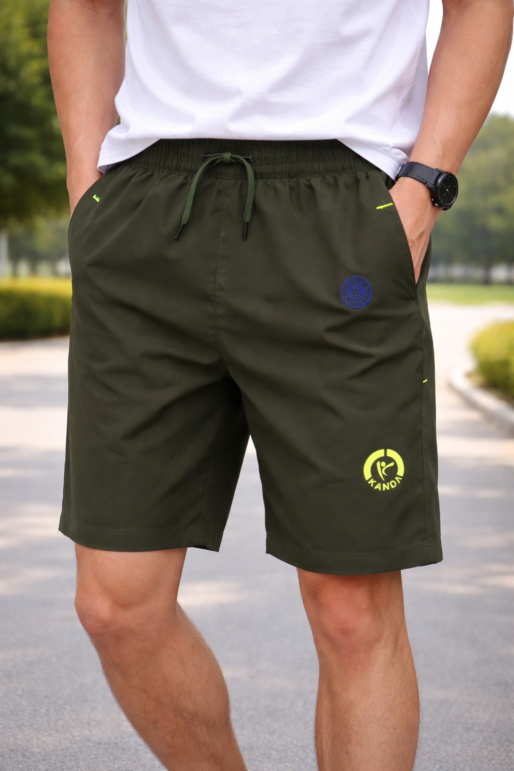 military green sport shorts