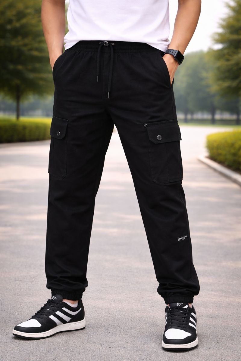 black cargo jogger pants