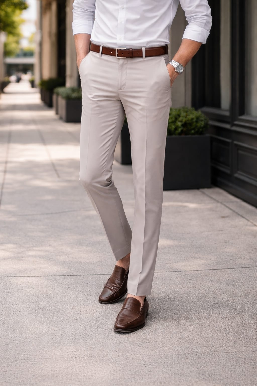grey beige formal pant