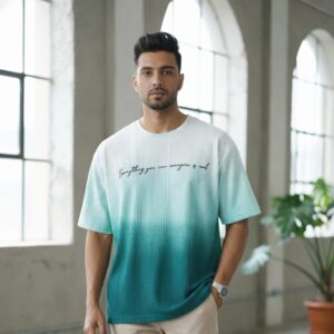 white light blue textured t shirt