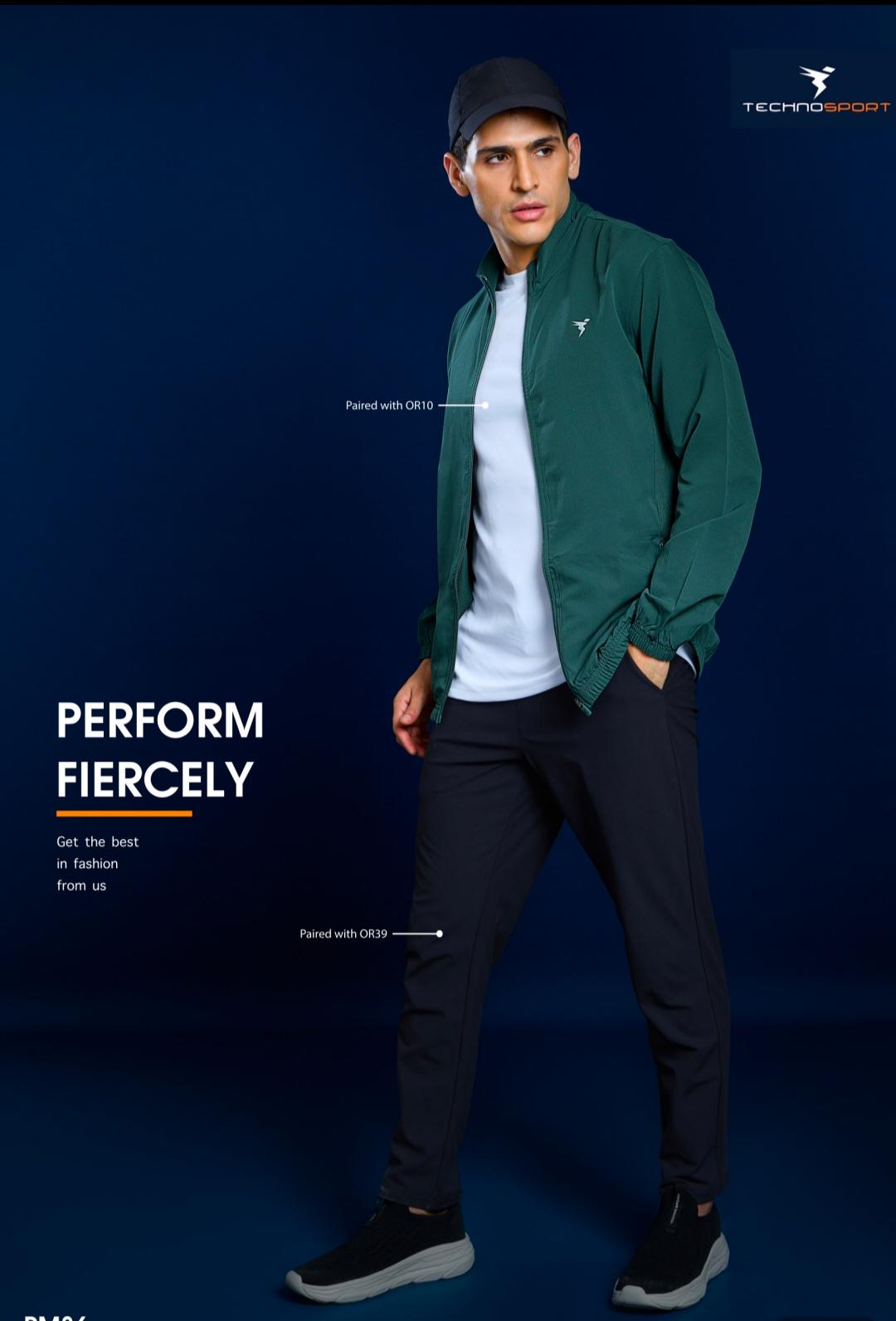 technosport woven slid hi neck slim fit jacket