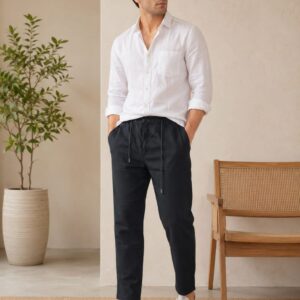 premium linen mom fit trousers