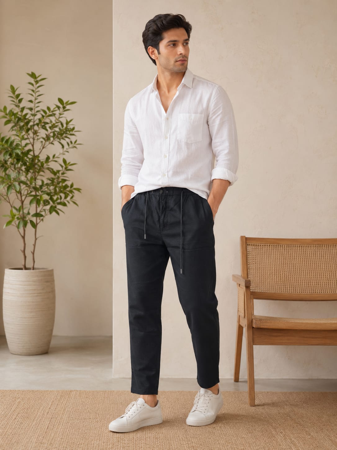 premium linen mom fit trousers