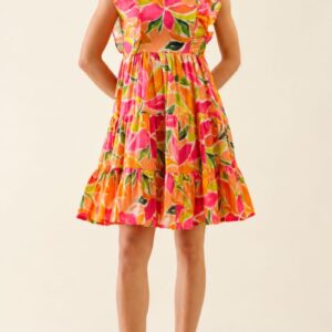 multicolored floral print fit & flare