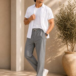 premium linen cream white mom fit trousers for men (copy)