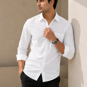 white oxford plain shirt for men
