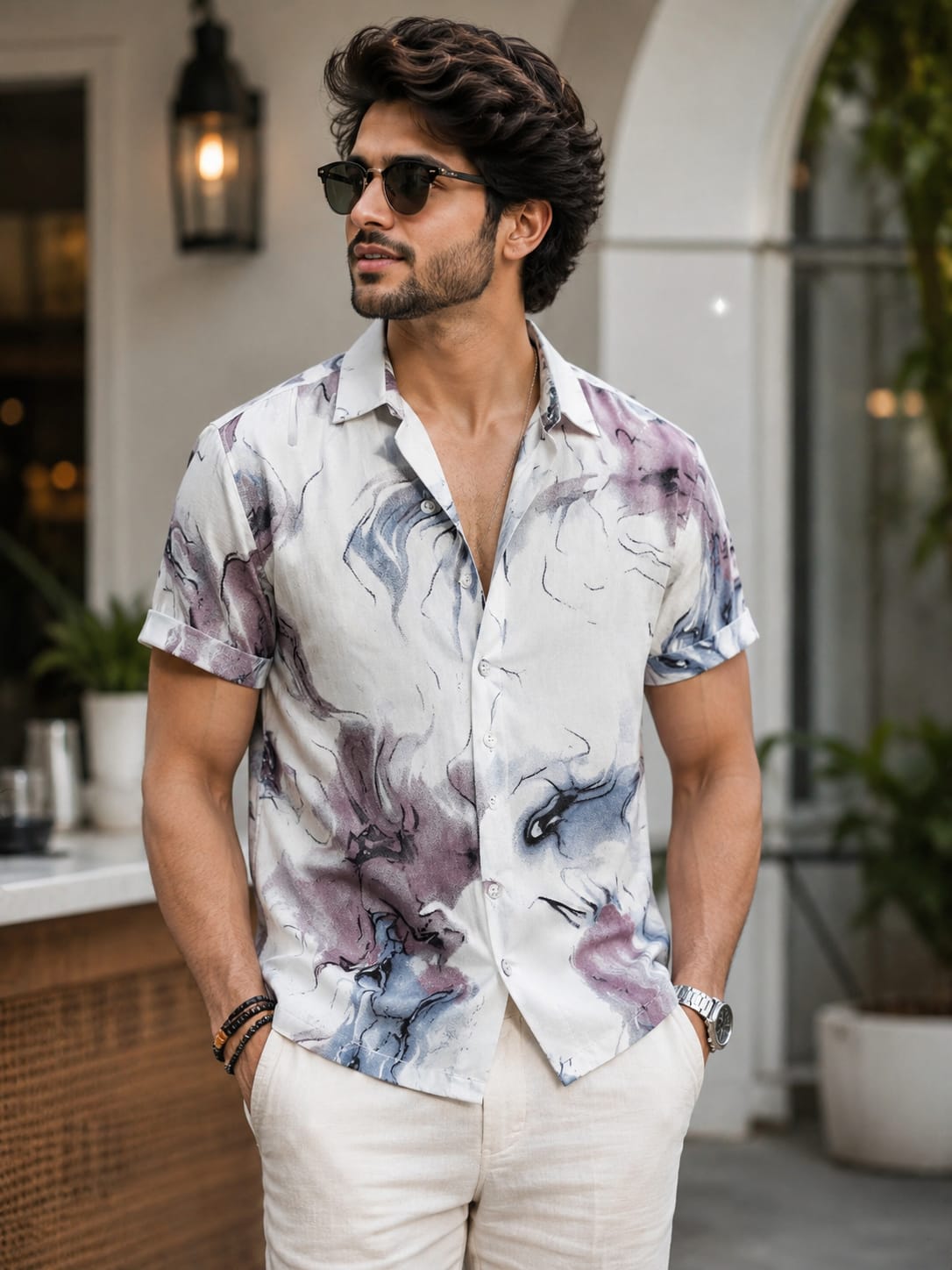 rayon multi colour half sleeve shirt for men