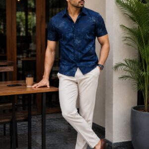 rayon blue prints half sleeve shirt
