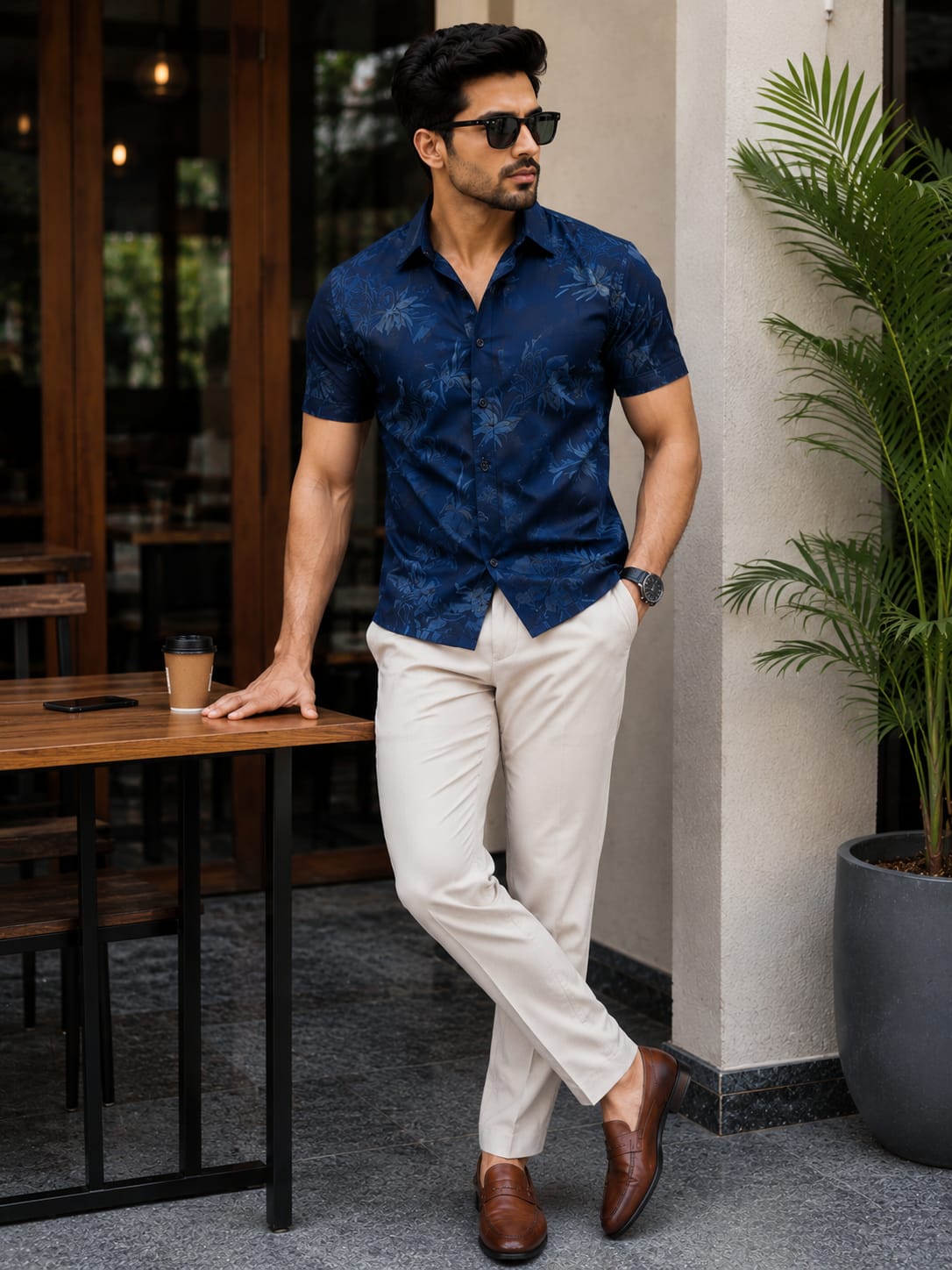 rayon blue prints half sleeve shirt