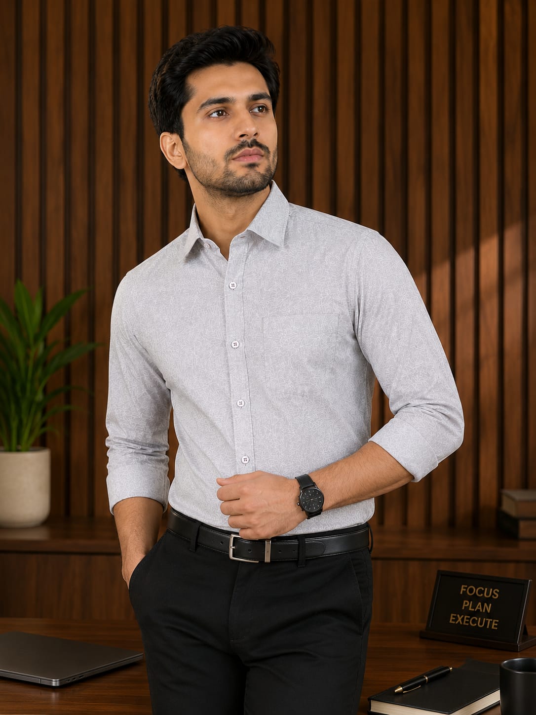 premium cotton oxford print shirt for men